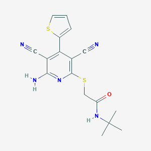 molecular formula C17H17N5OS2 B459936 2-{[6-amino-3,5-dicyano-4-(2-thienyl)-2-pyridinyl]sulfanyl}-N-(tert-butyl)acetamide CAS No. 445381-56-6