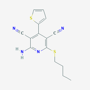 molecular formula C15H14N4S2 B459938 2-Amino-6-(butylsulfanyl)-4-(2-thienyl)-3,5-pyridinedicarbonitrile CAS No. 445381-58-8