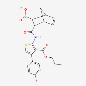 molecular formula C23H22FNO5S B4599422 3-({[4-(4-氟苯基)-3-(丙氧羰基)-2-噻吩基]氨基}羰基)二环[2.2.1]庚-5-烯-2-羧酸 