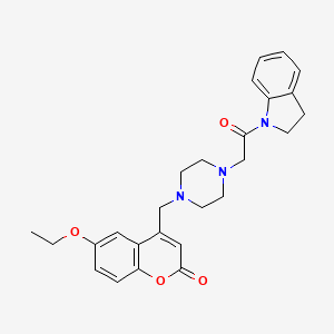 molecular formula C26H29N3O4 B4599450 4-({4-[2-(2,3-二氢-1H-吲哚-1-基)-2-氧代乙基]-1-哌嗪基}甲基)-6-乙氧基-2H-色烯-2-酮 