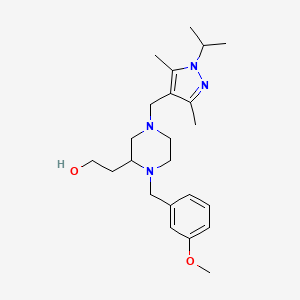 molecular formula C23H36N4O2 B4599460 2-[4-[(1-isopropyl-3,5-dimethyl-1H-pyrazol-4-yl)methyl]-1-(3-methoxybenzyl)-2-piperazinyl]ethanol 