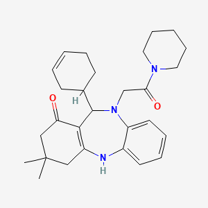 11-cyclohex-3-en-1-yl-3,3-dimethyl-10-(2-oxo-2-piperidin-1-ylethyl)-2,3,4,5,10,11-hexahydro-1H-dibenzo[b,e][1,4]diazepin-1-one