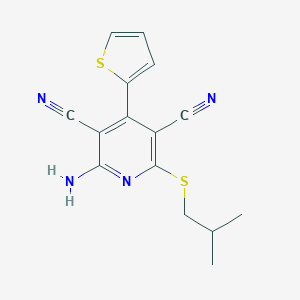 molecular formula C15H14N4S2 B459948 2-Amino-6-(isobutylsulfanyl)-4-(2-thienyl)-3,5-pyridinedicarbonitrile 