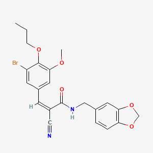 molecular formula C22H21BrN2O5 B4599485 N-(1,3-苯并二氧杂环-5-基甲基)-3-(3-溴-5-甲氧基-4-丙氧基苯基)-2-氰基丙烯酰胺 