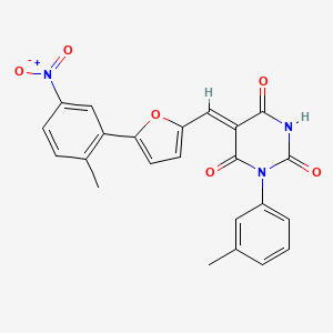 molecular formula C23H17N3O6 B4599510 5-{[5-(2-methyl-5-nitrophenyl)-2-furyl]methylene}-1-(3-methylphenyl)-2,4,6(1H,3H,5H)-pyrimidinetrione 