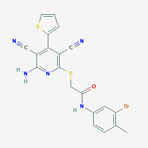 molecular formula C20H14BrN5OS2 B459956 2-{[6-amino-3,5-dicyano-4-(2-thienyl)-2-pyridinyl]sulfanyl}-N-(3-bromo-4-methylphenyl)acetamide CAS No. 445381-83-9