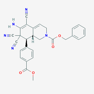 molecular formula C28H23N5O4 B459958 benzyl 6-amino-5,7,7-tricyano-8-[4-(methoxycarbonyl)phenyl]-3,7,8,8a-tetrahydro-2(1H)-isoquinolinecarboxylate 