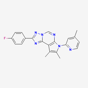 molecular formula C21H17FN6 B4599583 2-(4-fluorophenyl)-8,9-dimethyl-7-(4-methyl-2-pyridinyl)-7H-pyrrolo[3,2-e][1,2,4]triazolo[1,5-c]pyrimidine 