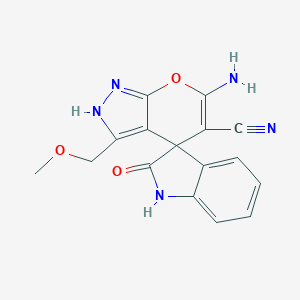 molecular formula C16H13N5O3 B459959 6'-amino-3'-(methoxymethyl)-2-oxospiro[1H-indole-3,4'-2H-pyrano[2,3-c]pyrazole]-5'-carbonitrile CAS No. 674807-29-5