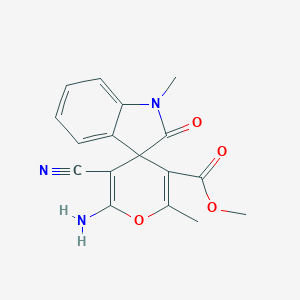 molecular formula C17H15N3O4 B459961 Methyl 6'-amino-5'-cyano-1,2'-dimethyl-2-oxo-1,2-dihydrospiro[indole-3,4'-pyran]-3'-carboxylate CAS No. 489403-04-5