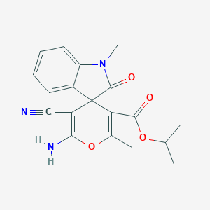 molecular formula C19H19N3O4 B459963 Propan-2-yl 6'-amino-5'-cyano-1,2'-dimethyl-2-oxospiro[indole-3,4'-pyran]-3'-carboxylate CAS No. 489424-57-9