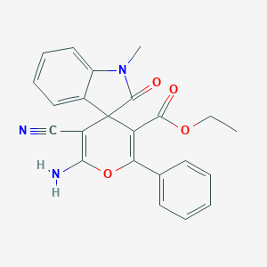 molecular formula C23H19N3O4 B459964 Ethyl 6'-amino-5'-cyano-1-methyl-2-oxo-2'-phenyl-1,2-dihydrospiro[indole-3,4'-pyran]-3'-carboxylate CAS No. 488814-09-1