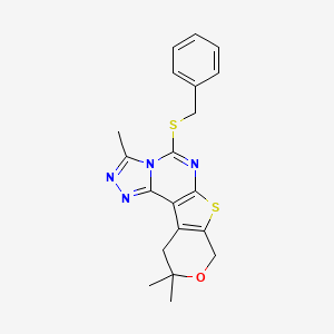 7-benzylsulfanyl-5,14,14-trimethyl-13-oxa-10-thia-3,4,6,8-tetrazatetracyclo[7.7.0.02,6.011,16]hexadeca-1(9),2,4,7,11(16)-pentaene