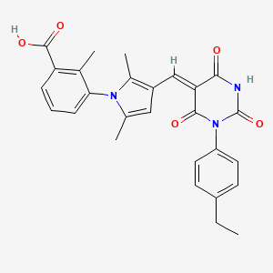 molecular formula C27H25N3O5 B4599675 3-(3-{[1-(4-ethylphenyl)-2,4,6-trioxotetrahydro-5(2H)-pyrimidinylidene]methyl}-2,5-dimethyl-1H-pyrrol-1-yl)-2-methylbenzoic acid 