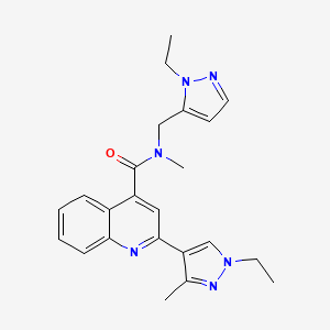 molecular formula C23H26N6O B4599678 2-(1-乙基-3-甲基-1H-吡唑-4-基)-N-[(1-乙基-1H-吡唑-5-基)甲基]-N-甲基-4-喹啉甲酰胺 