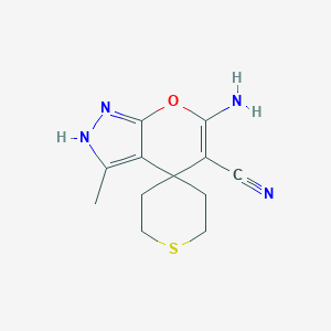 molecular formula C12H14N4OS B459971 6-amino-3-methylspiro[4H-pyrano[2,3-c]pyrazole-4,4'-thiane]-5-carbonitrile 