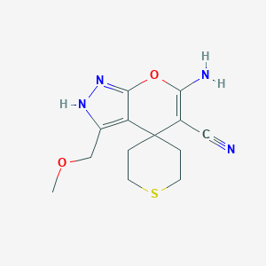 molecular formula C13H16N4O2S B459974 6-amino-3-(methoxymethyl)-5-spiro[2H-pyrano[2,3-c]pyrazole-4,4'-thiane]carbonitrile 