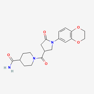 1-[1-(2,3-Dihydro-1,4-benzodioxin-6-yl)-5-oxopyrrolidine-3-carbonyl]piperidine-4-carboxamide