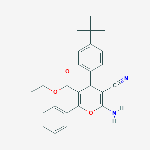 molecular formula C25H26N2O3 B459975 ethyl 6-amino-4-(4-tert-butylphenyl)-5-cyano-2-phenyl-4H-pyran-3-carboxylate CAS No. 354555-85-4