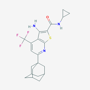 molecular formula C22H24F3N3OS B459979 6-(1-adamantyl)-3-amino-N-cyclopropyl-4-(trifluoromethyl)thieno[2,3-b]pyridine-2-carboxamide CAS No. 489405-10-9