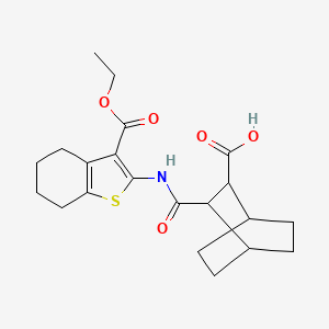 molecular formula C21H27NO5S B4599806 3-({[3-(ethoxycarbonyl)-4,5,6,7-tetrahydro-1-benzothien-2-yl]amino}carbonyl)bicyclo[2.2.2]octane-2-carboxylic acid 