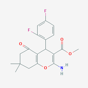 molecular formula C19H19F2NO4 B459981 methyl 2-amino-4-(2,4-difluorophenyl)-7,7-dimethyl-5-oxo-5,6,7,8-tetrahydro-4H-chromene-3-carboxylate 