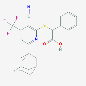 molecular formula C25H23F3N2O2S B459984 2-{[6-(1-金刚烷基)-3-氰基-4-(三氟甲基)-2-吡啶基]硫代}-2-苯基乙酸 CAS No. 488827-01-6