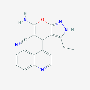6-Amino-3-ethyl-4-quinolin-4-yl-2,4-dihydropyrano[2,3-c]pyrazole-5-carbonitrile