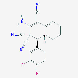 molecular formula C19H14F2N4 B459986 (4S,4aR)-2-amino-4-(3,4-difluorophenyl)-4a,5,6,7-tetrahydro-4H-naphthalene-1,3,3-tricarbonitrile 