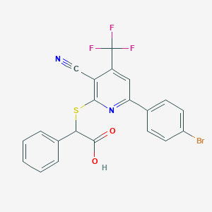 molecular formula C21H12BrF3N2O2S B459987 2-{[6-(4-Bromophenyl)-3-cyano-4-(trifluoromethyl)-2-pyridinyl]sulfanyl}-2-phenylacetic acid CAS No. 625369-82-6