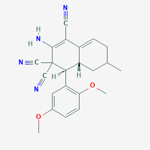 molecular formula C22H22N4O2 B459992 2-amino-4-(2,5-dimethoxyphenyl)-6-methyl-4a,5,6,7-tetrahydro-1,3,3(4H)-naphthalenetricarbonitrile CAS No. 494792-52-8