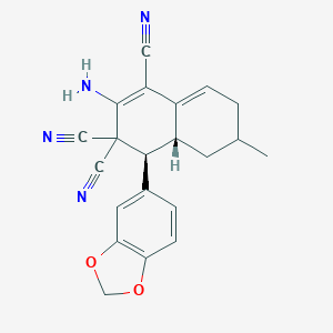 molecular formula C21H18N4O2 B459994 2-amino-4-(1,3-benzodioxol-5-yl)-6-methyl-4a,5,6,7-tetrahydro-1,3,3(4H)-naphthalenetricarbonitrile 