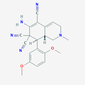 molecular formula C21H21N5O2 B460000 6-amino-8-(2,5-dimethoxyphenyl)-2-methyl-2,3,8,8a-tetrahydro-5,7,7(1H)-isoquinolinetricarbonitrile CAS No. 459147-88-7