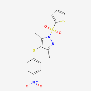 3,5-dimethyl-4-[(4-nitrophenyl)thio]-1-(2-thienylsulfonyl)-1H-pyrazole