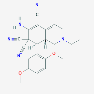 molecular formula C22H23N5O2 B460001 6-amino-8-(2,5-dimethoxyphenyl)-2-ethyl-2,3,8,8a-tetrahydro-5,7,7(1H)-isoquinolinetricarbonitrile CAS No. 459147-36-5