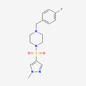 molecular formula C15H19FN4O2S B4600015 1-(4-fluorobenzyl)-4-[(1-methyl-1H-pyrazol-4-yl)sulfonyl]piperazine 