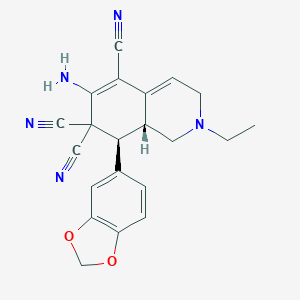 molecular formula C21H19N5O2 B460003 6-amino-8-(1,3-benzodioxol-5-yl)-2-ethyl-2,3,8,8a-tetrahydroisoquinoline-5,7,7(1H)-tricarbonitrile 