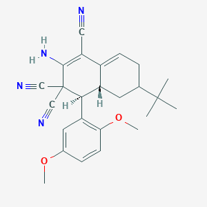 molecular formula C25H28N4O2 B460005 2-amino-6-tert-butyl-4-(2,5-dimethoxyphenyl)-4a,5,6,7-tetrahydro-1,3,3(4H)-naphthalenetricarbonitrile CAS No. 494792-68-6