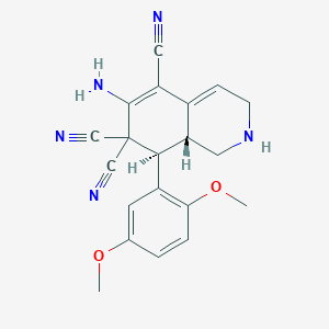 molecular formula C20H19N5O2 B460007 6-amino-8-(2,5-dimethoxyphenyl)-2,3,8,8a-tetrahydro-5,7,7(1H)-isoquinolinetricarbonitrile CAS No. 459153-50-5