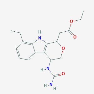 molecular formula C18H23N3O4 B046001 Ethyl 2-[4-(carbamoylamino)-8-ethyl-1,3,4,9-tetrahydropyrano[3,4-b]indol-1-yl]acetate CAS No. 111478-85-4