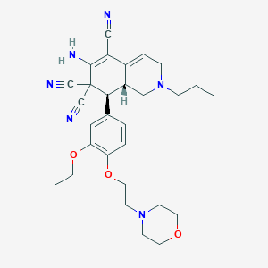 molecular formula C29H36N6O3 B460012 6-amino-8-{3-ethoxy-4-[2-(4-morpholinyl)ethoxy]phenyl}-2-propyl-2,3,8,8a-tetrahydro-5,7,7(1H)-isoquinolinetricarbonitrile 