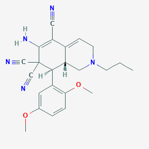 molecular formula C23H25N5O2 B460013 6-amino-8-(2,5-dimethoxyphenyl)-2-propyl-2,3,8,8a-tetrahydro-5,7,7(1H)-isoquinolinetricarbonitrile CAS No. 494792-74-4