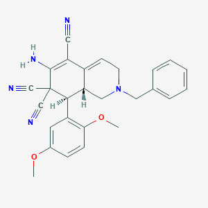 molecular formula C27H25N5O2 B460014 6-amino-2-benzyl-8-(2,5-dimethoxyphenyl)-2,3,8,8a-tetrahydro-5,7,7(1H)-isoquinolinetricarbonitrile CAS No. 494792-76-6