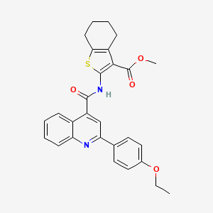 molecular formula C28H26N2O4S B4600157 methyl 2-({[2-(4-ethoxyphenyl)-4-quinolinyl]carbonyl}amino)-4,5,6,7-tetrahydro-1-benzothiophene-3-carboxylate 