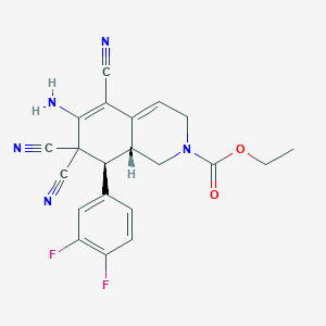 molecular formula C21H17F2N5O2 B460021 ethyl 6-amino-5,7,7-tricyano-8-(3,4-difluorophenyl)-3,7,8,8a-tetrahydro-2(1H)-isoquinolinecarboxylate 