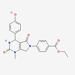 molecular formula C22H21N3O5 B4600216 ethyl 4-[4-(4-hydroxyphenyl)-1-methyl-2,5-dioxo-1,2,3,4,5,7-hexahydro-6H-pyrrolo[3,4-d]pyrimidin-6-yl]benzoate 