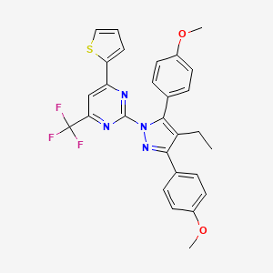 molecular formula C28H23F3N4O2S B4600217 2-[4-乙基-3,5-双(4-甲氧基苯基)-1H-吡唑-1-基]-4-(2-噻吩基)-6-(三氟甲基)嘧啶 