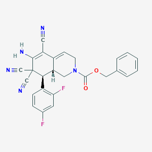 molecular formula C26H19F2N5O2 B460022 benzyl (8R,8aR)-6-amino-5,7,7-tricyano-8-(2,4-difluorophenyl)-1,3,8,8a-tetrahydroisoquinoline-2-carboxylate CAS No. 494792-85-7