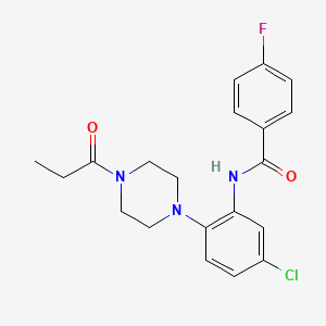 molecular formula C20H21ClFN3O2 B4600241 N-[5-chloro-2-(4-propionyl-1-piperazinyl)phenyl]-4-fluorobenzamide 