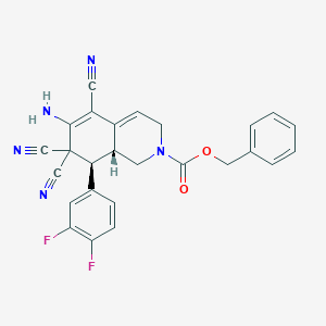 molecular formula C26H19F2N5O2 B460025 benzyl (8S,8aR)-6-amino-5,7,7-tricyano-8-(3,4-difluorophenyl)-1,3,8,8a-tetrahydroisoquinoline-2-carboxylate CAS No. 494792-86-8